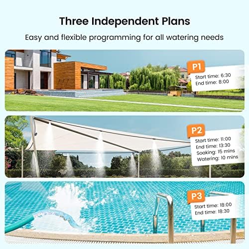 Programmable Water Timer with Flow Meter for Garden Hose, Eco Mode, Manual Watering, Rain Delay, Child Lock, for Lawn, Yard, Pool, Mist System - Image 4