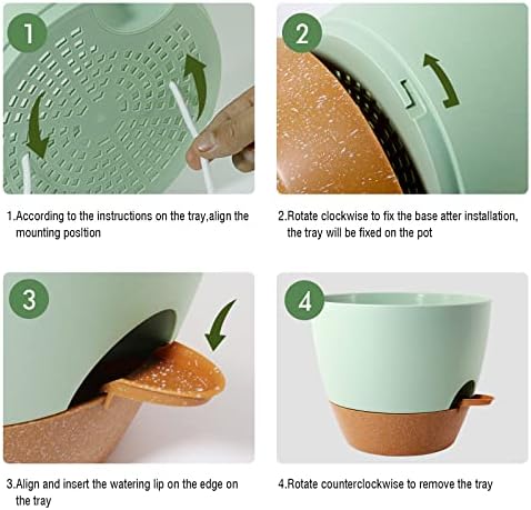UOUZ 12inch 2Pack Large Self Watering Planters, Plastic Plant Pots with 60oZ Removable Deep Reservoir and Multi Mesh Drainage Holes for Indoor Outdoor Garden Plants and Flowers, Green with Brown - Image 4