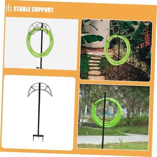 Portable Garden Hose Stand with Iron Holder, Black Outdoor - Image 7