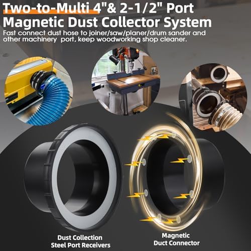4"&2.5" Magnetic Dust Collection Fittings for 6 Woodwork Shop Machines - Image 4