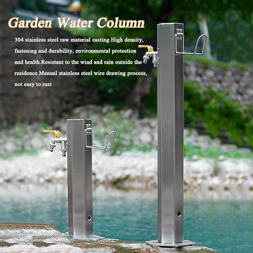 Stainless Steel Water Column Garden Water Tap, Outdoor Water Fountain Courtyard Hydrant, Garden Hose Holder with Faucet, Freestanding Antifreeze Faucet Water Dispenser,H86cm - Image 2