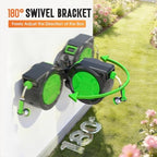 Retractable Garden Hose Reel 1/2" x 100ft, Wall Mounted Water Hose Reel with Auto Rewind, Any Length Lock, 180° Swivel Bracket & 9-Pattern Spray Nozzle, Heavy Duty Outdoor Hose Storage for Garden - Image 4