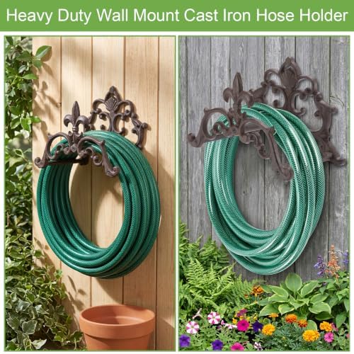 OwnMy Cast Iron Garden Hose Holder Decorative Wall Mount Water Hose Holder - Image 5
