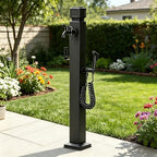 Stainless Steel Outdoor Water Spigot | Vertical Square Garden Water Column | Decorative Water Fountain Yard Hydrant Hose Stand for Patio, Deck, Poolside & Backyard(E,Height: 95cm/37.4in) by Lonmrrton