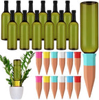 SiliFine 12 Sets Terracotta Watering Spikes,Green and Mixed Color by SiliFine