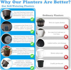 Sun-E 10" Self-Watering Whiskey Barrel Planter 3 Pack for Indoor Outdoor - Image 4