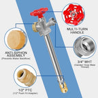 Boltigen 12inch Anti-Siphon Frost Free Sillcock, No Lead Brass Frost Proof Outdoor Faucet Bib with Backflow Preventer, 1/2" Push-to-Fit Connector X 3/4 Inch Hose Bibb Frost Free Spigot - Image 4