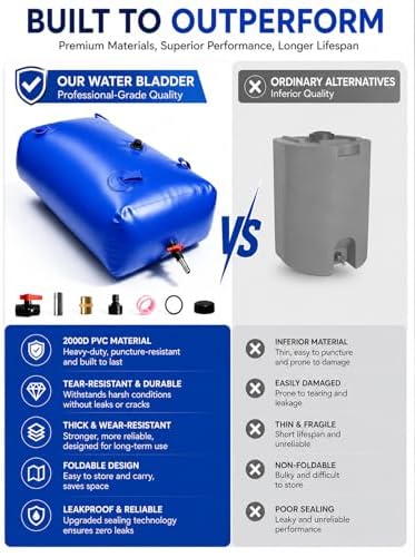 142 Gallon Water Bladder Tank, 2000D PVC Portable Water Storage Bag Blue - Image 4