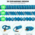 Expandable Garden Hose 100 ft with 10 Function Spray Nozzle, Flexible, Kink Free, Leak-Proof, Ultra Lightweight Retractable Stretch Water Hose 100ft for Yard, Lawn, Car Wash and Outdoor, Blue White - Image 2