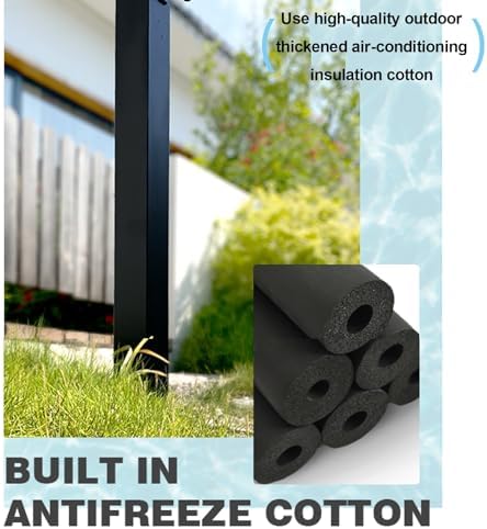 Stainless Steel Freestanding Garden Hose Holder - Vertical Outdoor Water Column, Antifreeze Cracking Fountain with 10m Spray Gun & Hooks for Yard Decor - Image 5