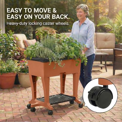 EarthBox Raised Garden Bed with Legs – Elevated Self Watering Planter Box with Wheels, Storage Shelf, Premium Plant Food, Easy Assembly, Made in USA, Terra - Image 2