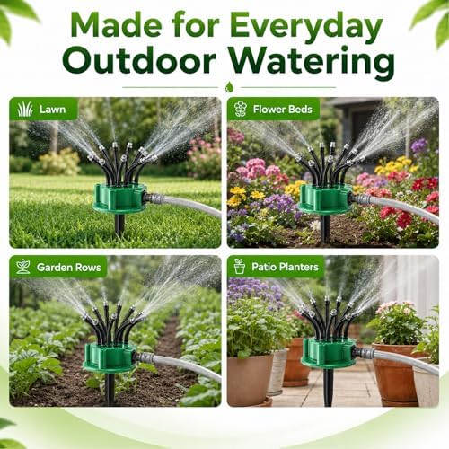 360° Coverage Precision Garden Irrigation Sprinkler, Large Area Coverage Water Saving Irrigation Sprinkler with Spike Base for Yard Lawn Roof Cooling Gardening (4 Pcs) - Image 3