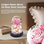 Casaido Preserved Roses Flowers for Delivery, Mothers Day Rose Gifts for Her, Pink Forever Flores in Glass Dome for Women Mom Wife Grandma, Anniversary Birthday Rose for Vanlentines Day Christmas - Image 3