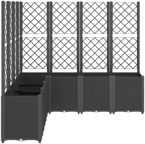 Garden Planter Box with Trellis 7 Pack Black Modular Raised Bed - Image 4