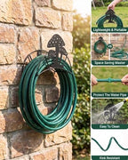 Mushroom Hose Holder Metal Wall Mount Heavy Duty 125'5/8"Garden Hose Hanger - Image 2