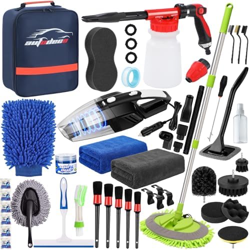 43Pcs Car Wash Kit with Foam Gun, Complete Car Detailing Brush Kit by AUTODECO