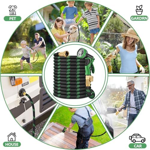 75 ft Garden Hose, 2026 Upgraded Lightweight with 3/4" Solid Brass Fittings, Ultra Durable No Kink Flexible Hose with 10-Function Nozzle, Leak-Free All-Weather for Yard, Lawn - Image 7