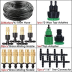 98ft 1/4" Garden Drip Irrigation System with Brass Misting Nozzle Kit - Image 2