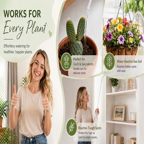 Indoor Plant Watering Bottle, Curved Spout Root Care Design with Squeeze Pour for Windowsill Pots and Balconies Plant Watering Bottle Long Spout Indoor Tool Balcony Garden Root Care Squeeze Potted - Image 4