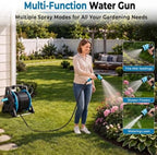 100FT Garden Hose Reel Wall-Mounted with 10-Pattern Spray Nozzle Heavy-Duty PVC Water Pipe Anti-Kink Retractable System for Car Wash Gardening Lawn Irrigation Fits All 100 ft - Image 3
