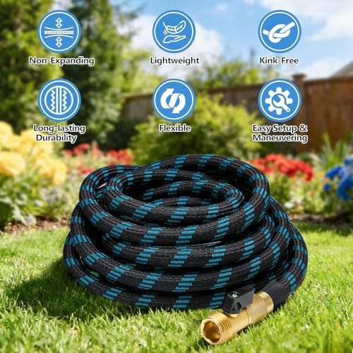 50 FT Non-Expandable Garden Hose, 2026 New Upgraded Flexible Water Hose, Ultra Lightweight Non-Expanding hoses with 10 Function Sprayer, Leak proof, Pressure Resistant for Yard, Outdoor - Image 2