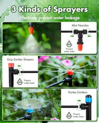 240FT Drip Irrigation System Kits - Automatic Garden Watering Sprinkler with 1/2 & 1/4 inch Tubing Hose Patio Misting Plant Irrigation Water Equipment Quick Connector for Greenhouse Flower Beds Lawn - Image 3