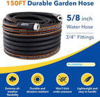 150FT Garden Hose, 5/8" Lightweight Flexible Water Hose with 3/4" Fittings - Image 2