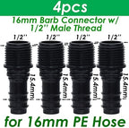 Garden 4PCS Thread Connector to Barb, PE Hose Adapter Drip Irrigation Watering System (Color : SPL11-223-16MM-4PCS) - Image 2