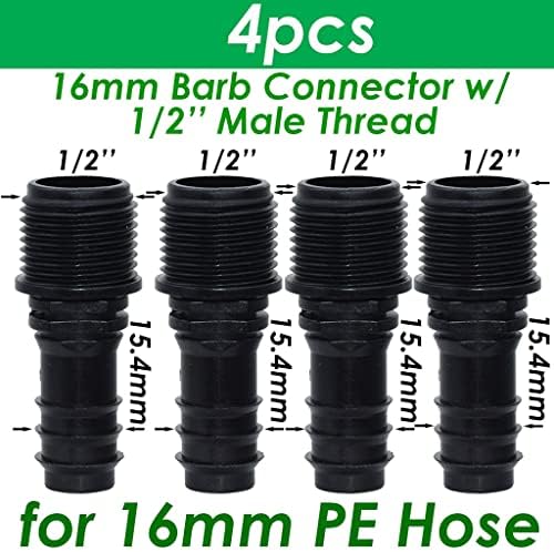 Garden 4PCS Thread Connector to Barb, PE Hose Adapter Drip Irrigation Watering System (Color : SPL11-223-16MM-4PCS) - Image 2