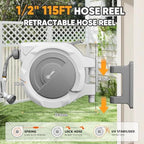 SILVEL Retractable Garden Hose Reel, 1/2 in x 115ft Wall Mount Heavy Duty Automatic Hose Reel with 10 Pattern Nozzle, Any Length Lock & Slow Return System, 180°Swivel Bracket Upgraded UV Resistant - Image 4