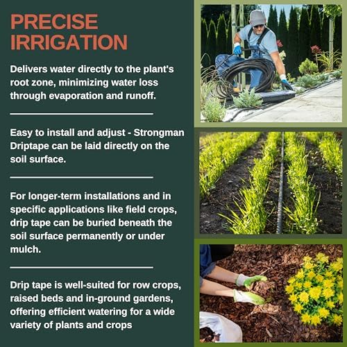 Strongman Premium Drip Irrigation | 1640 ft 5/8" Tape Roll | Smart Regulator | Garden Drip Watering System for Plants, Lawn, Greenhouse | 0.26 GPH | 0.4mm Thickness - Image 6