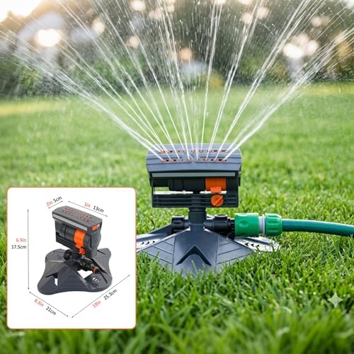Adjustable 16-Nozzle Oscillating Sprinkler with Dual-Zone Water, 16-Hole Automatic Rocking Irrigation System, Turbo Orbit Mist Sprinklers for Lawn Yard Garden (Orange) - Image 7