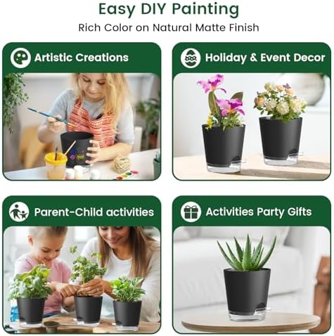 Meowell 7 inch Self Watering Pots for Indoor Plants, 5 Pack Plant Pots with Drainage Holes & Clear Reservoir for Visible Water Level, Plastic Wicking Planter Pots for House Plants and Flower, Black - Image 6