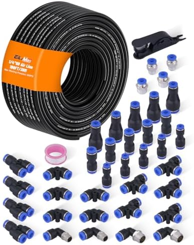 1/4" Air Line Tubing Kit, 100FT SAE J844 PA Nylon Air Hose Tubing by EilxMag