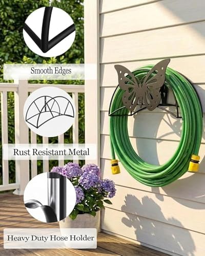 Butterfly Garden Hose Holder Wall Mount MetalHeavy Duty Hose Hanger125'5/8" - Image 2