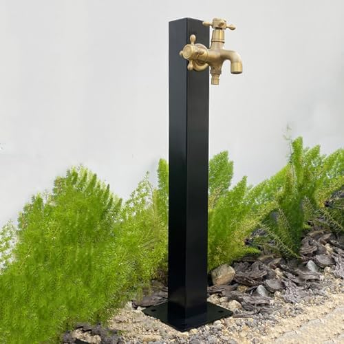 304 Stainless Steel Cylindrical Vertical Garden Water Column,Freestanding Hose Stand with Lock Faucet,Outdoor Antifreeze Faucet Water Dispenser Hydrant Water Feature Fountain, for Irrigation and Wa by Unknown