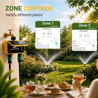 Sprinkler Timer, Solar WiFi Water Timer for Garden Hose, 2 Zone Water Sprinkler with Rain Sensor and Manual Mode via APP/Voice Control, Automatic Irrigation Control System for Lawns, Yard and Pool - Image 6