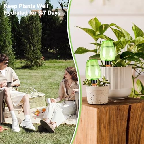 8 Pcs Plant Watering Globes Self Watering Planter Insert Plants Top Fill Water Device Plastic Water Bulbs Slow Release Terracotta for Plants, Green - Image 4