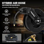 Retractable Air Hose Reel, 3/8 IN x 50 FT Hybrid Air Hose Max 300 PSI, Air compressor hose reel with 5 ft Lead in, Ceiling/Wall Mounted air hose reel,Heavy Duty air tool - Image 4