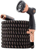 Pocket Hose 100 FT Copper Bullet Expandable Hose w/Thumb Spray Nozzle AS SEEN ON TV, 650psi 3/4 in Solid Copper Anodized Aluminum Fittings Lead-Free Lightweight No-Kink by PocketHose