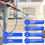 Sewer Jetter Kit for Pressure Washer, 150FT High Pressure Water Hose with 1/4 Inch NPT, 5800PSI Drain Cleaner Hose, Orifice 4.0, 4.5, 5.5 Button Nose and Rotating Sewer Jetting Nozzle - Image 2