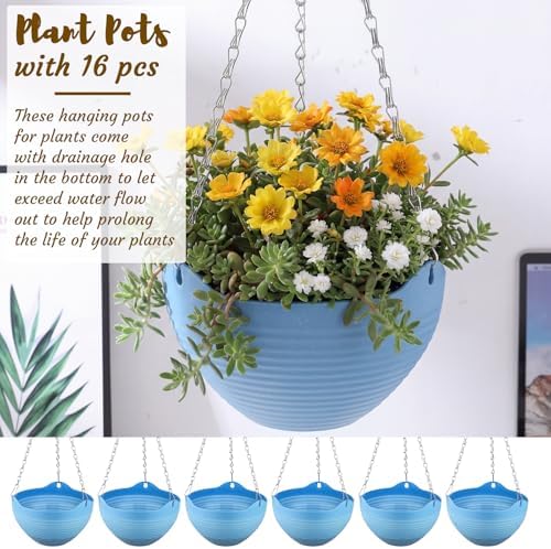 Zopeal 16 Pack 8" Blue Self Watering Hanging Planters for Plants - Image 4