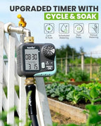 RAINPOINT Sprinkler Timer for Garden Hose - Hose Timer with Cycle & Soak/Rain Delay/Automatic Watering/Manual Watering, Programmable Irrigation System with Large Display, Brass Inlet & Outlet - Image 2