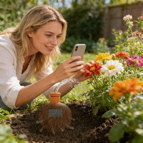 Terracotta Automatic Plant Watering Spikes 1000ml Ceramic Slow-Release Irrigation, 2-Week Vacation Care for Indoor & Outdoor - Image 5