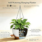 12 Inch Self Watering Hanging Planters 2 Pack, White Brown - Image 5