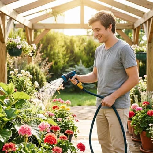 Indoor Sink Hose Attachment, 75FT Expandable Water Hose with 7 Faucet Adapters for Kitchen & Bathroom Faucets, Watering Plants, Pet Bathing and Household Cleaning - Image 7