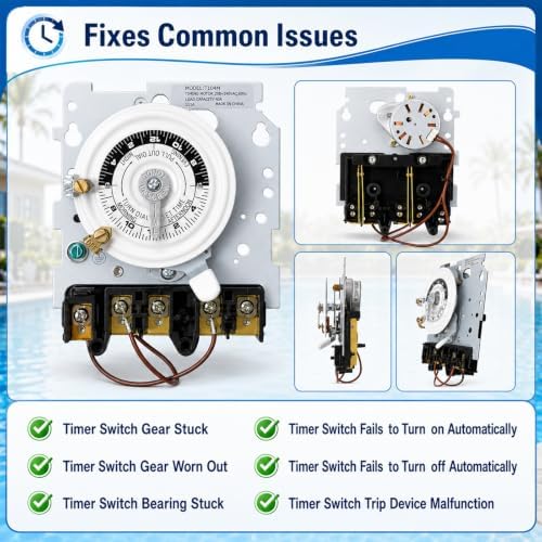 Upgraded T104M Mechanical Timer, 208-240V 40A DPST 5HP 24H 12 On/Off Cycles - Image 6