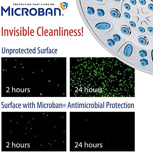 Antimicrobial/Anti-Clog High-Pressure 30-setting Rainfall Shower Combo by AquaDance with Microban Nozzle Protection from Growth of Mold Mildew & Bacteria for Stronger Shower! Wave Blue - Image 4