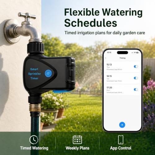 WiFi Water Timer with Built-in Flow Meter, Smart Garden Hose Controller, No Hub Required, 2.4GHz App Remote Control, Timed & Volume Watering, Rain Delay, IP65 Waterproof for Lawn Garden Greenhouse - Image 4