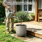 Kante Weathered Concrete Planter 18" Dia All-Weather Round Large Pot - Image 5
